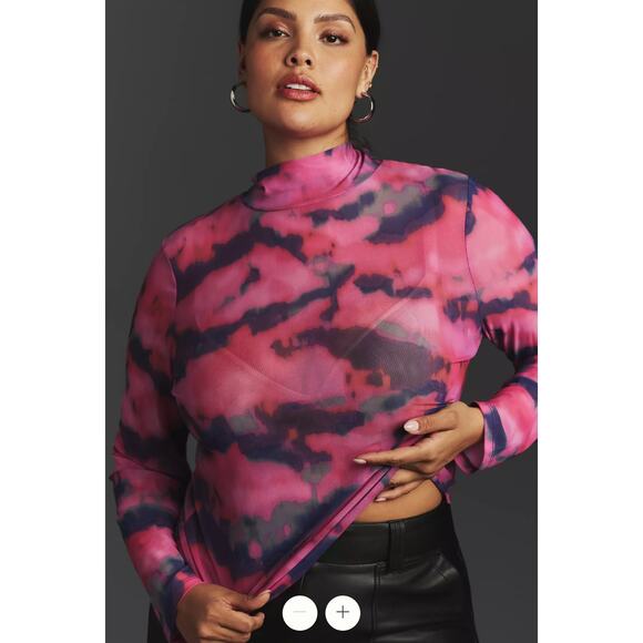 Anthropologie Tops - ANTHROPOLOGIE Mesh Colorful Turtleneck Top Blouse  // M